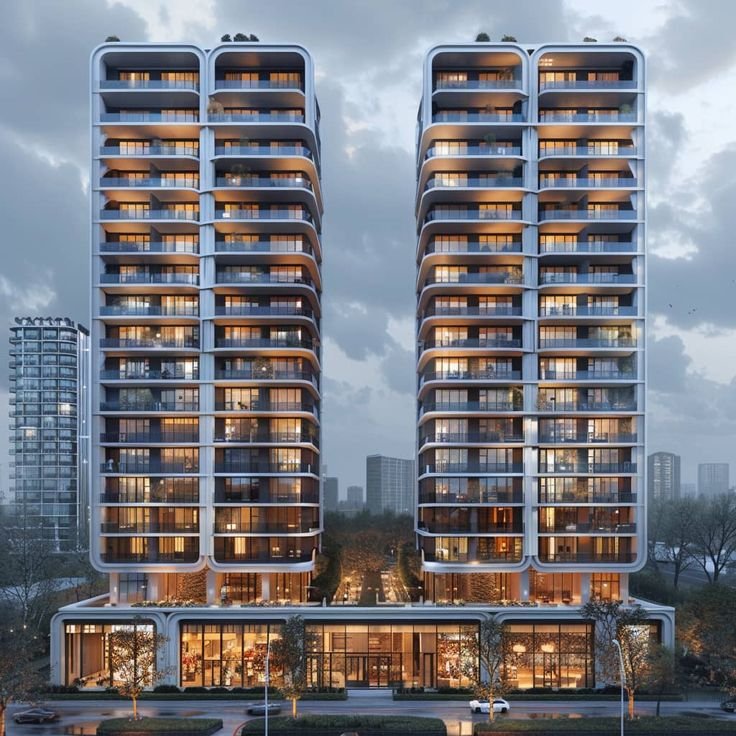 High-rise luxury apartments with modern architecture representing premium real estate listings in Gurgaon and Delhi NCR
